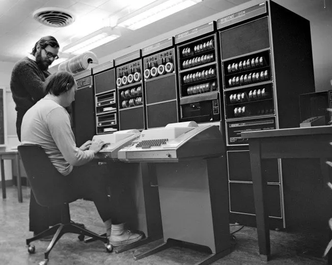 Ken Thompson and Dennis Ritchie at PDP-11